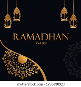 Illustration Vector Graphic of template to welcome ramadan holy month of islam with lantern, ornament and simple typography ramadhan kareem. Perfect for Concept of banner and promotion
