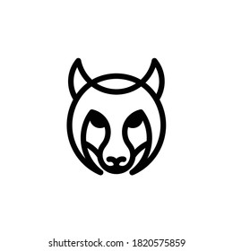 Illustration vector graphic template of wolf head line art silhouette logo