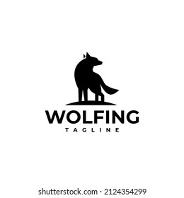 illustration vector graphic template of wolfing silhouette logo