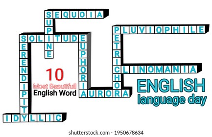 Illustration vector graphic of ten most beautiful English word . Perfect for English learners