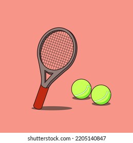 illustration vector graphic of tennis racket and tennis ball
