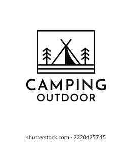 illustration vector graphic tent camping outdoor logo design minimalist