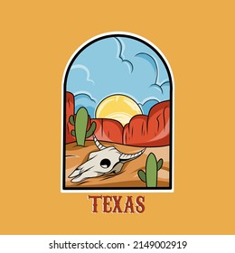 Vektorgrafik der Texaszenerie, Langornsymbol, geeignet für Hintergrund, Banner, Poster usw.