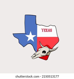 illustration vector graphic of texas symbol,longhorn skull,old western,suitable for background,banner,poster,etc.