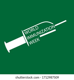 ilustración texto gráfico vectorial " semana mundial de inmunización " con fondo verde