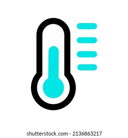 Ilustración vectorial gráfico del icono del termómetro, color azul, temperatura fría. Concepto de diseño plano. Perfecto para ícono, afiche, banner, web, etiqueta, signo, símbolo, logotipo, tarjeta, plantilla, aplicación, etc.