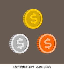 Illustration vector graphic of three coin. Perfect for icon in landing page, flat design, website, application.