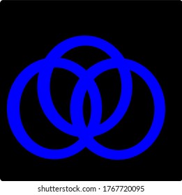 
gráfico vectorial de ilustración de tres en forma de círculos azules que coinciden o se intersectan entre sí diseño de concepto