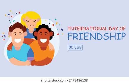 illustration vector graphic of three friends are hanging out together, perfect for international day, international day of friendship, celebrate, greeting card, etc.