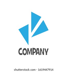 illustration vector graphic of three triangles in blue, for a company logo or symbol