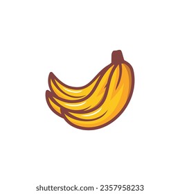 Illustration vector graphic for three yellow cartoon bananas, good for food products.