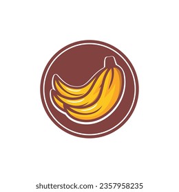 Ilustración vectorial gráfica para tres plátanos de dibujos animados amarillos, buenos para productos alimenticios.