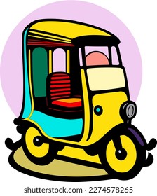 Illustration vector graphic of three-wheeler, fit for coloring book, template, design resources