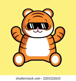 gráfico vectorial de ilustración de tigre con anteojos