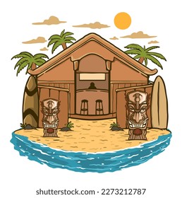 Illustration vector graphic of TIKI SAND BAR suitable for logo product also for design merchandise
