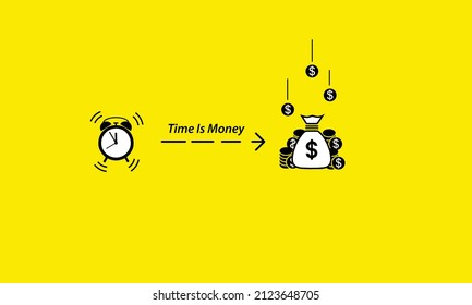 Illustration vector graphic of "Time is Money". Suitable to place on business motivation content.
