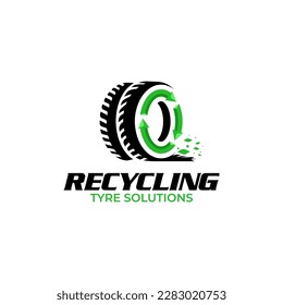 Illustration vector graphic of tire recycling, eco green recycling logo design template