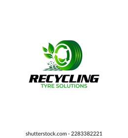 Illustration vector graphic of tire recycling, eco green recycling logo design template