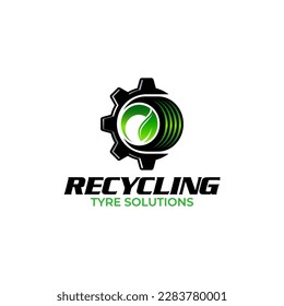 Illustration vector graphic of tire recycling, eco green recycling logo design template