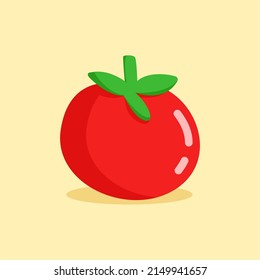 Gráfico vectorial de ilustración de tomate. Estilo llano de tomate aislado en un fondo naranja. La ilustración es adecuada para páginas web de aterrizaje, banners, volantes, pegatinas, tarjetas, etc.