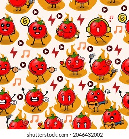 illustration vector graphic of tomato kawaii. Cute Tomato bundle set premium vector. Perfect for your product, like juice,etc.