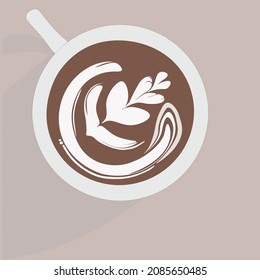 Illustration vector graphic of Top View Coffee Latte. Perfect for instagram promotions, posters, etc.