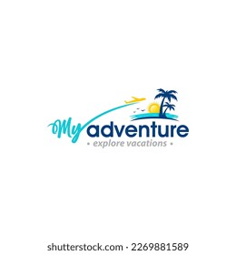 Illustration vector graphic of the tour and travel agency logo design template 
