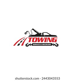 Illustration vector graphic of towing service and recovery logo design suitable for the automotive company