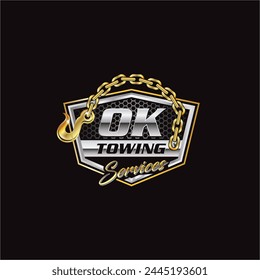 Illustration vector graphic of towing service and recovery logo design suitable for the automotive company