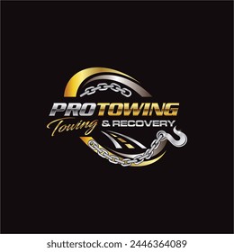 Illustration vector graphic of towing service and recovery logo design suitable for the automotive company