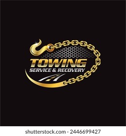 Illustration vector graphic of towing service and recovery logo design suitable for the automotive company