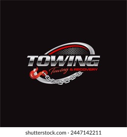 Illustration vector graphic of towing service and recovery logo design suitable for the automotive company