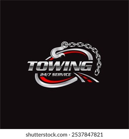 Illustration vector graphic of towing service and recovery logo design suitable for the automotive company