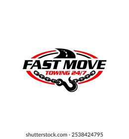 Illustration vector graphic of towing service and recovery logo design suitable for the automotive company