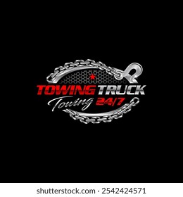 Illustration vector graphic of towing service and recovery logo design suitable for the automotive company