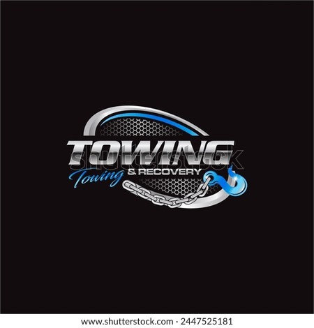 Illustration vector graphic of towing service and recovery logo design suitable for the automotive company