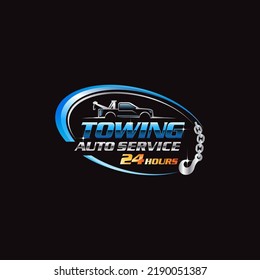 Illustration vector graphic of towing truck service logo design suitable for the automotive company