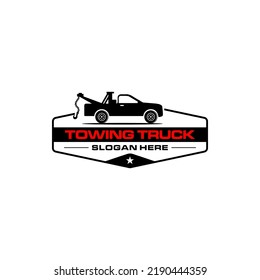 Illustration vector graphic of towing truck service logo design suitable for the automotive company