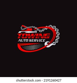 Ilustración vectorial gráfico del diseño del logotipo del servicio de remolque adecuado para la empresa automotriz