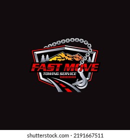 Illustration vector graphic of towing truck service logo design suitable for the automotive company