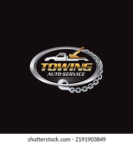 Illustration vector graphic of towing truck service logo design suitable for the automotive company