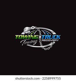 Illustration vector graphic of towing truck service logo design suitable for the automotive company