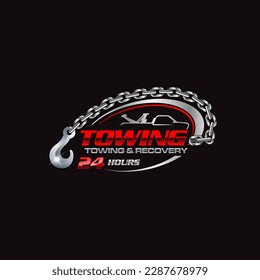 Illustration vector graphic of towing truck and recovery logo design suitable for the automotive company