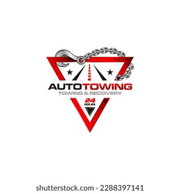 Illustration vector graphic of towing truck and recovery logo design suitable for the automotive company