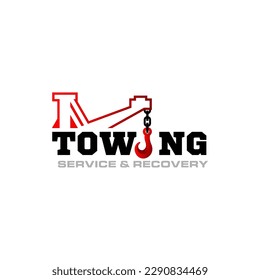 Illustration vector graphic of towing truck and recovery logo design suitable for the automotive company