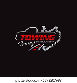 Illustration vector graphic of towing truck and recovery logo design suitable for the automotive company