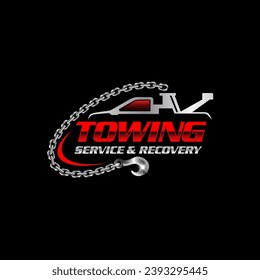 Illustration vector graphic of towing truck and recovery logo design suitable for the automotive company