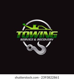 Illustration vector graphic of towing truck and recovery logo design suitable for the automotive company