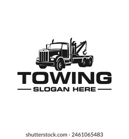 Illustration vector graphic of towing truck service logo design suitable for the automotive 