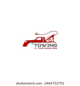 Illustration vector graphic of towing truck service logo design. Suitable for the automotive company, logo, illustration, animation, etc.